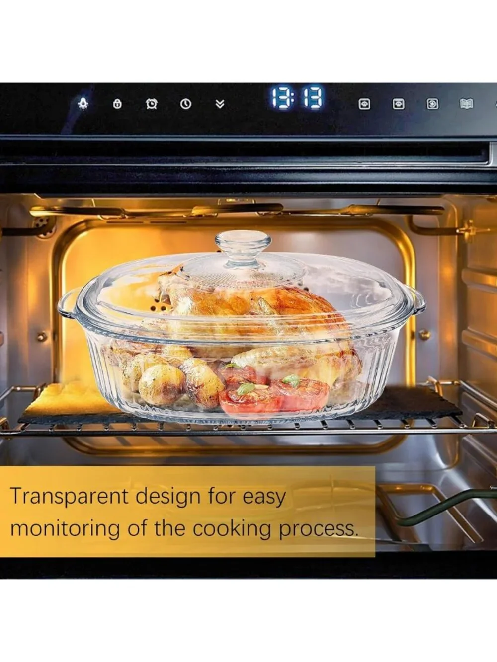 2 Pack Ribbed Glass Casserole Dishes with Lids - Perfect for Lasagna & Leftovers